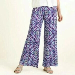 CHICO'S-PALAZZO-BLUE/PURPLE MULTI -STRETCH-Pull-On-Sz 8/10R-1R-New With Tags